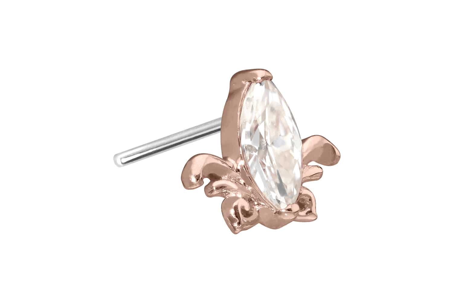 14 Karat Gold Aufsatz mit Titan Push Pin MOISSANIT-LOTUSBLÜTE von Piercingline